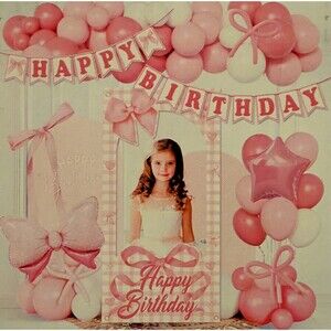 Pink Photo Booth Props for Girls, Bow Birthday Party Decorations White/Pink NEW